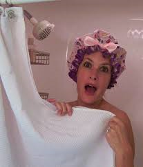 Woman in shower cap